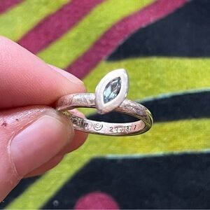 Signed Halia Modernist Sterling Silver 925 Aquamarine Size 7 Ring